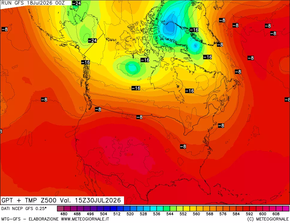 mappa 500 hPa GPT + Temp