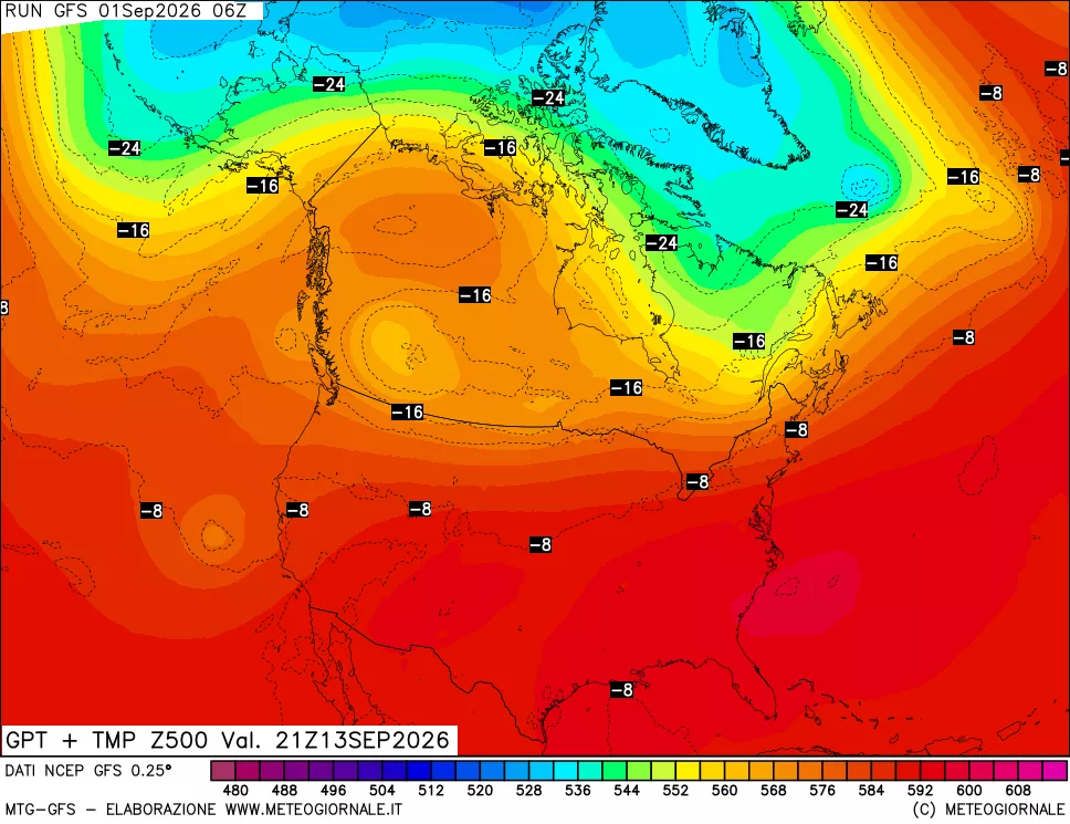 mappa 500 hPa GPT + Temp