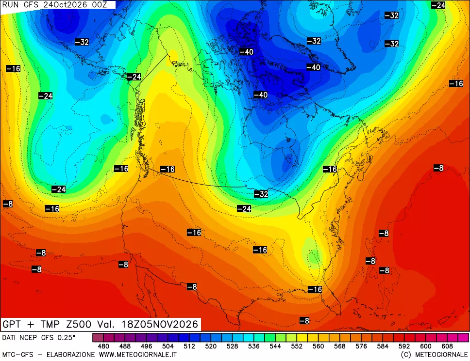 mappa 500 hPa GPT + Temp