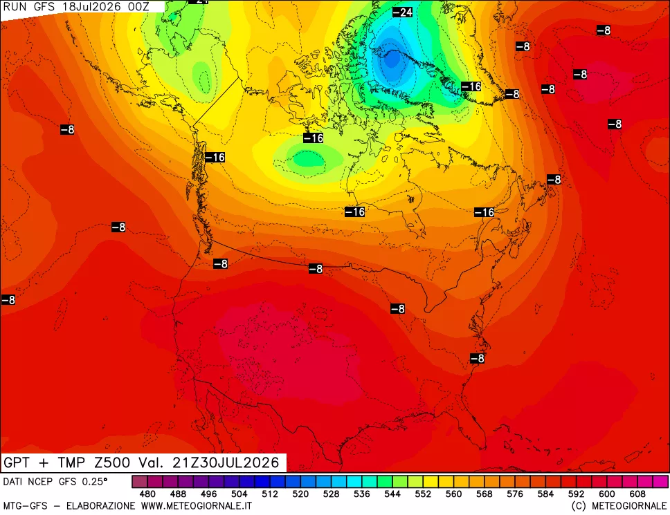 mappa 500 hPa GPT + Temp