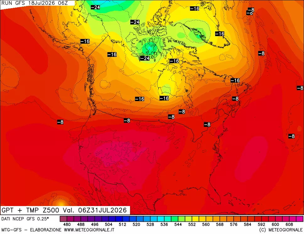 mappa 500 hPa GPT + Temp