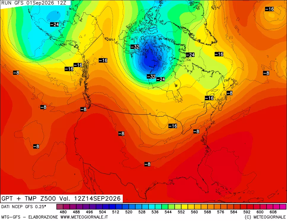 mappa 500 hPa GPT + Temp