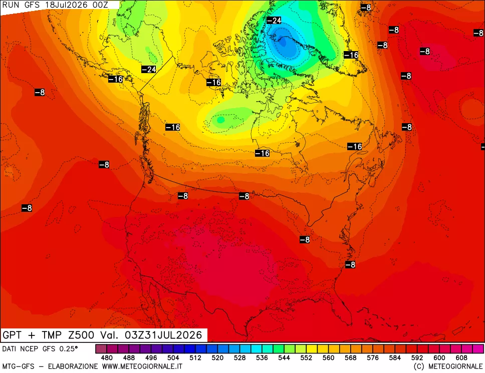 mappa 500 hPa GPT + Temp