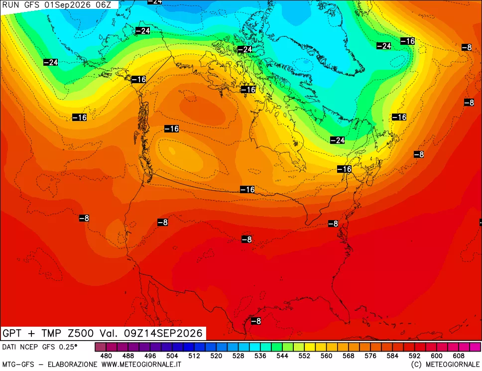 mappa 500 hPa GPT + Temp