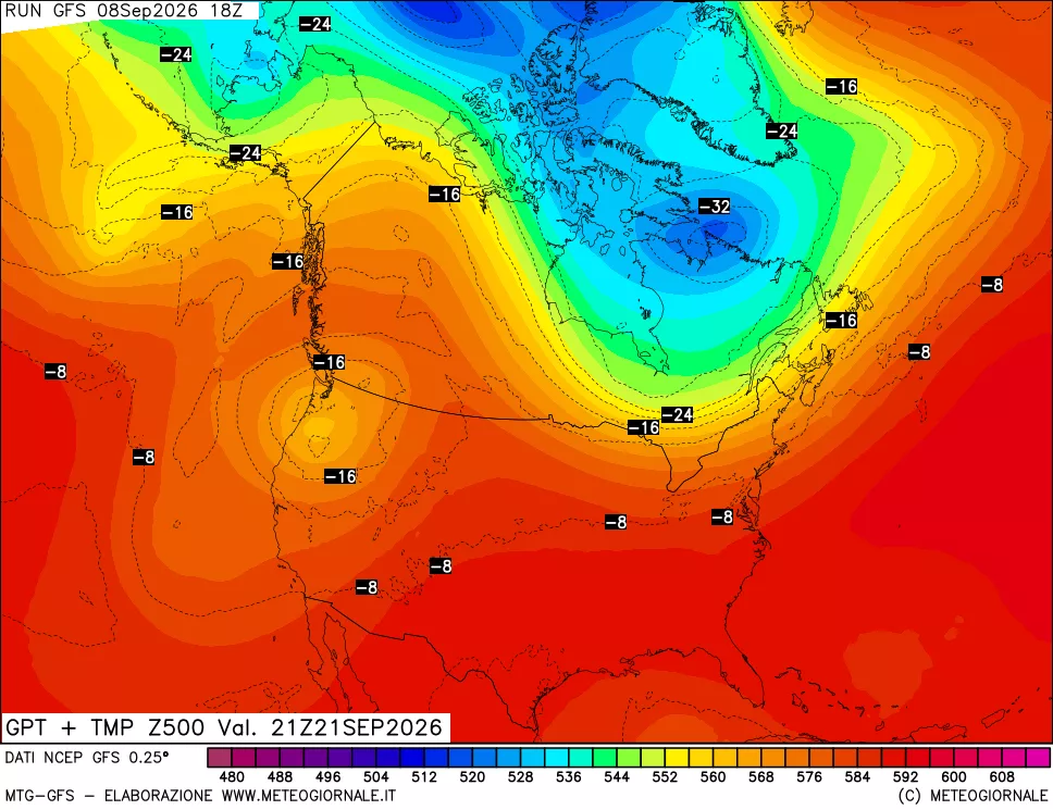 mappa 500 hPa GPT + Temp