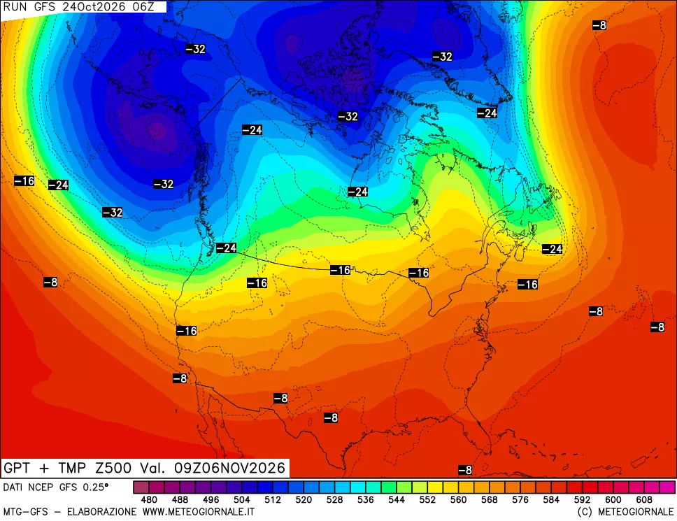 mappa 500 hPa GPT + Temp