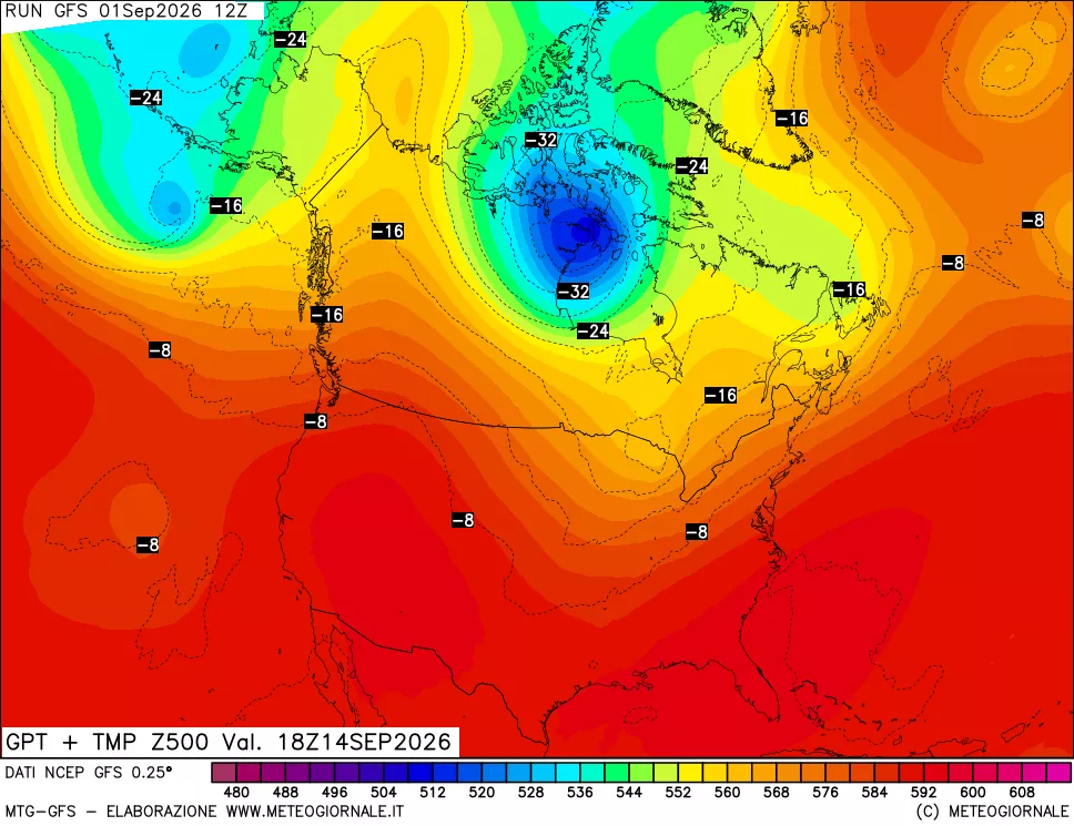 mappa 500 hPa GPT + Temp