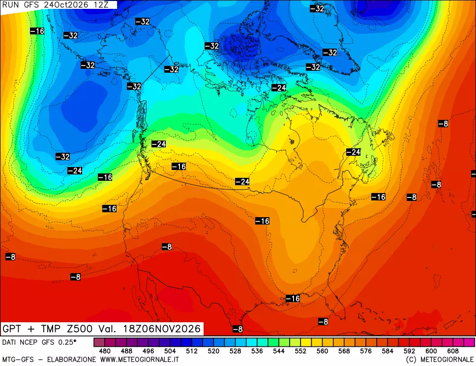 mappa 500 hPa GPT + Temp