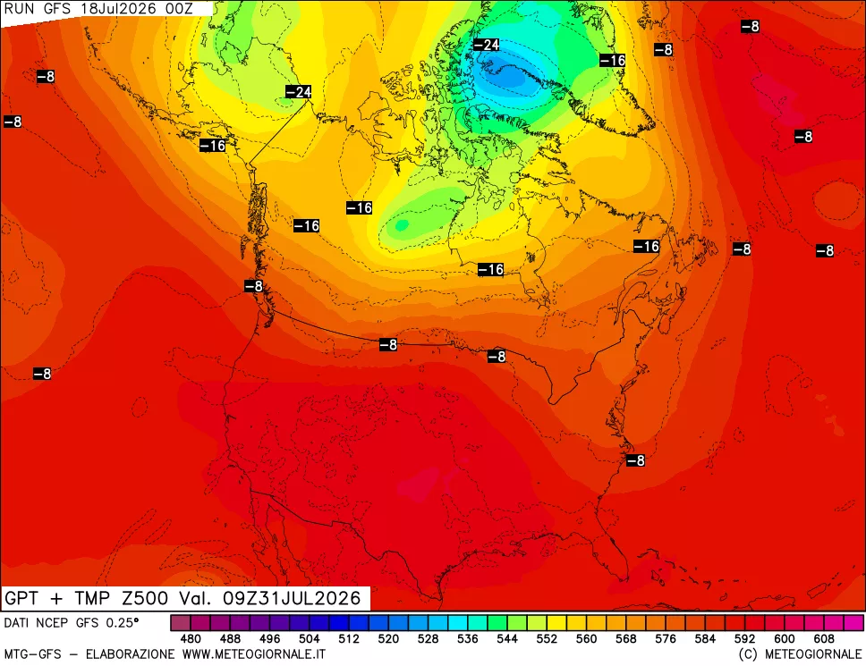 mappa 500 hPa GPT + Temp