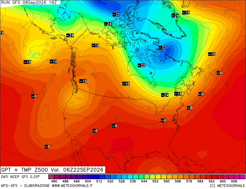 mappa 500 hPa GPT + Temp