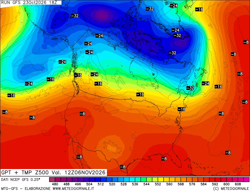 mappa 500 hPa GPT + Temp