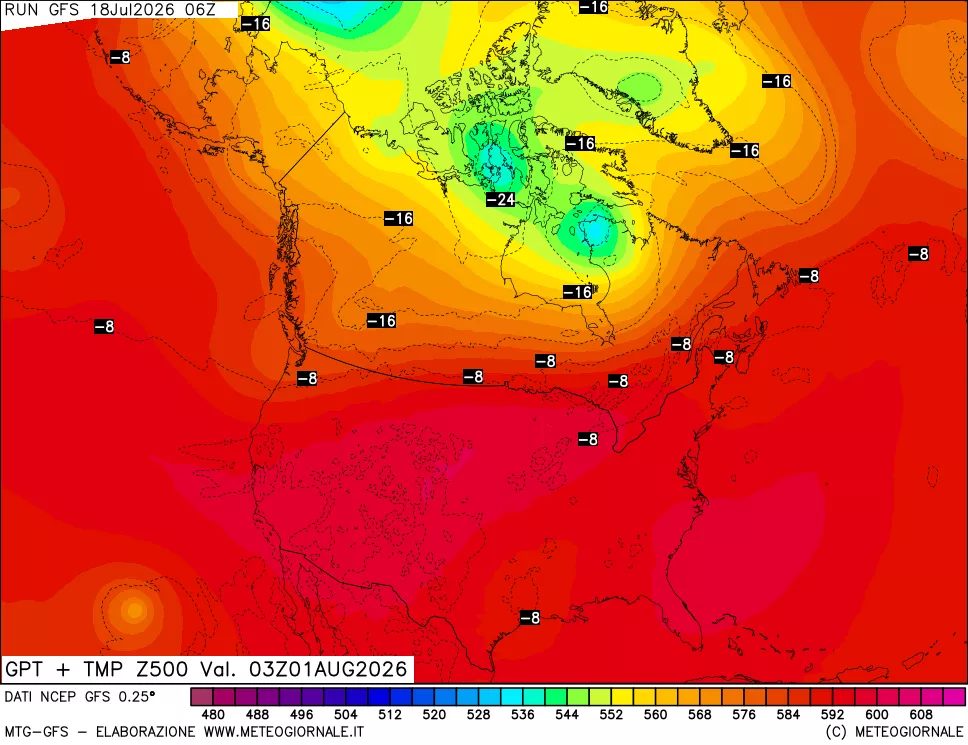 mappa 500 hPa GPT + Temp