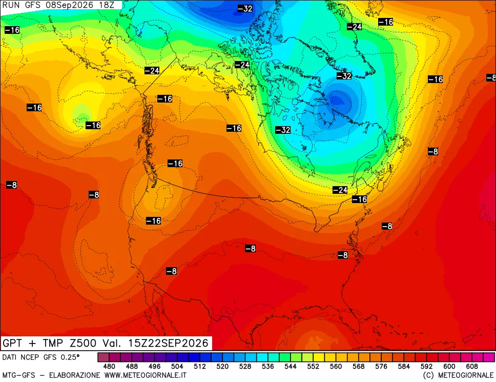 mappa 500 hPa GPT + Temp