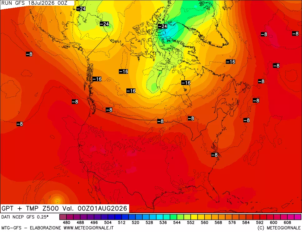 mappa 500 hPa GPT + Temp