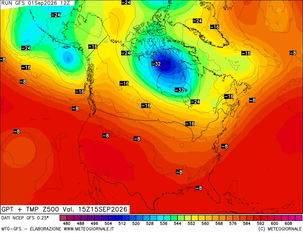 mappa 500 hPa GPT + Temp