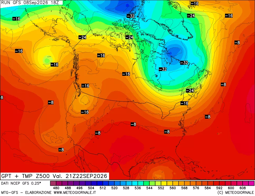 mappa 500 hPa GPT + Temp