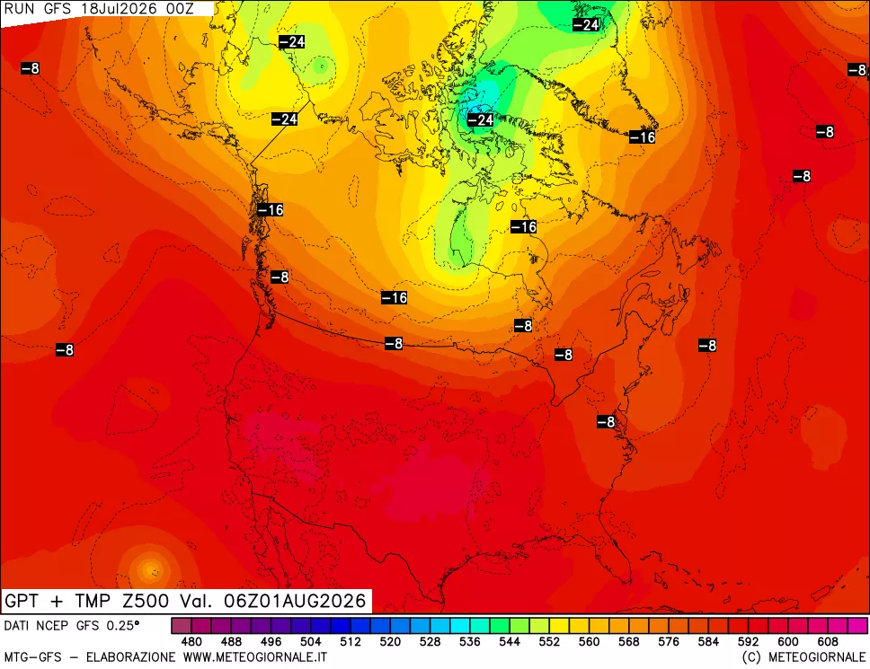 mappa 500 hPa GPT + Temp