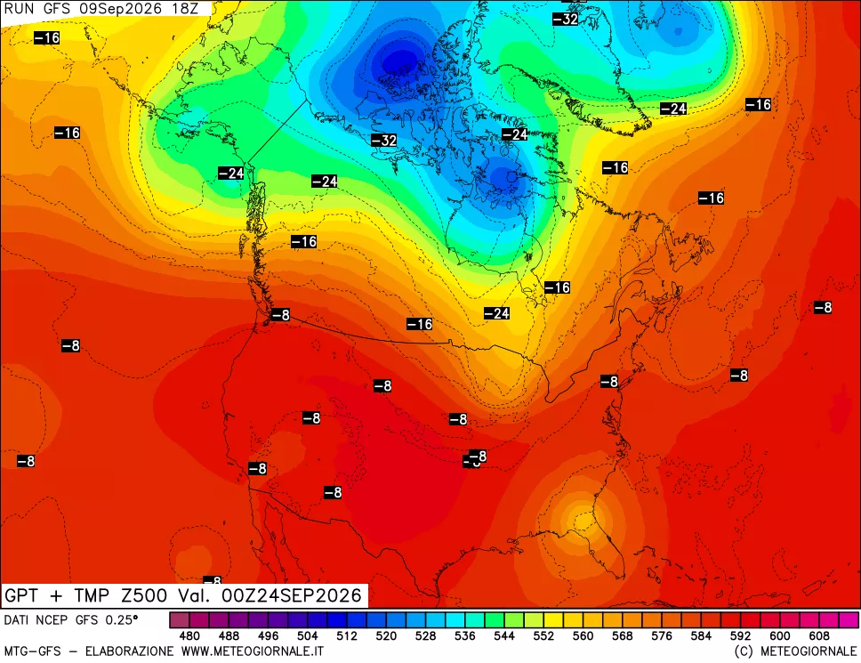 mappa 500 hPa GPT + Temp