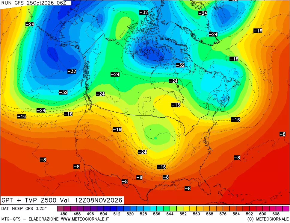 mappa 500 hPa GPT + Temp