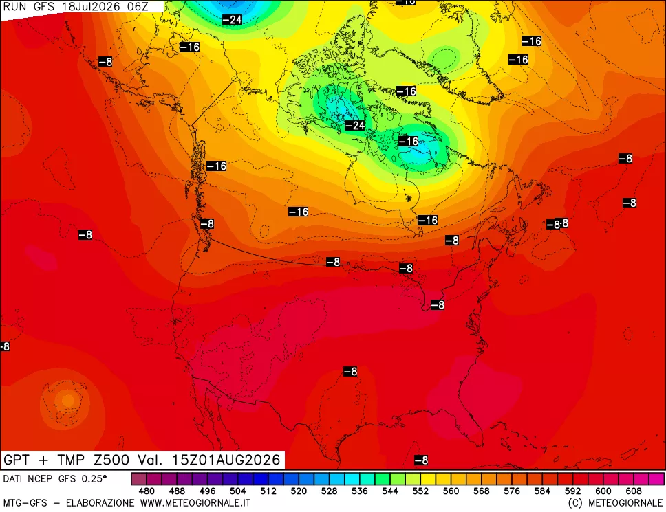 mappa 500 hPa GPT + Temp