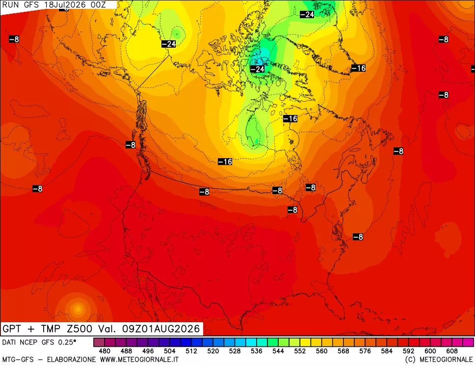 mappa 500 hPa GPT + Temp