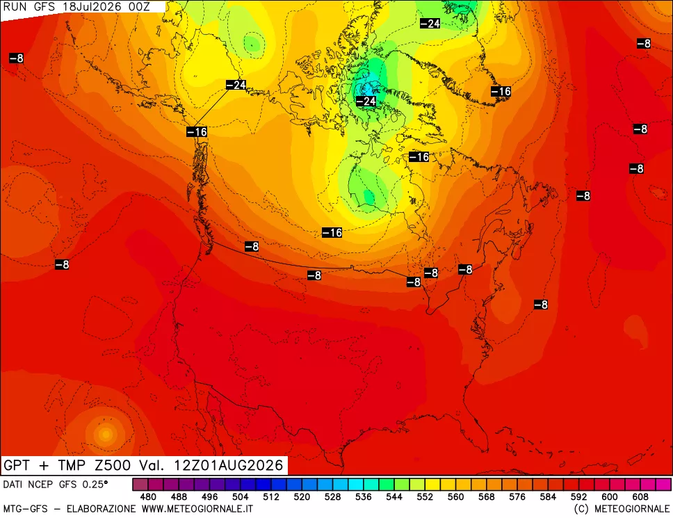 mappa 500 hPa GPT + Temp