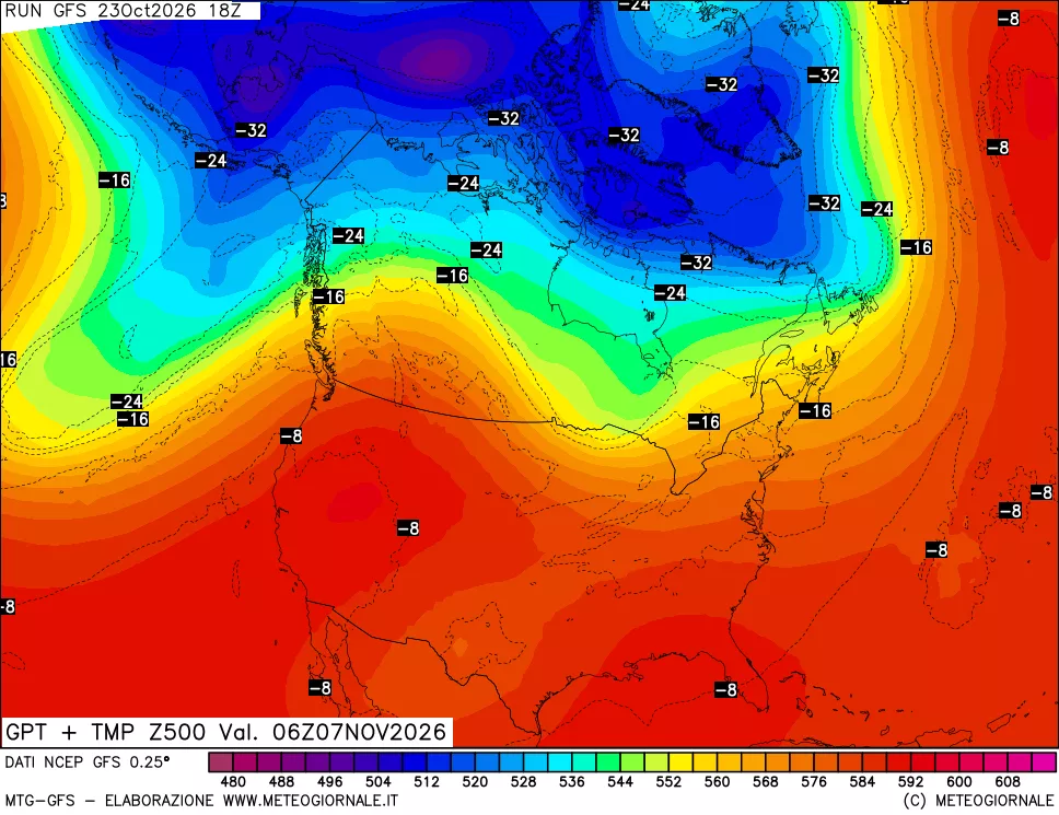 mappa 500 hPa GPT + Temp