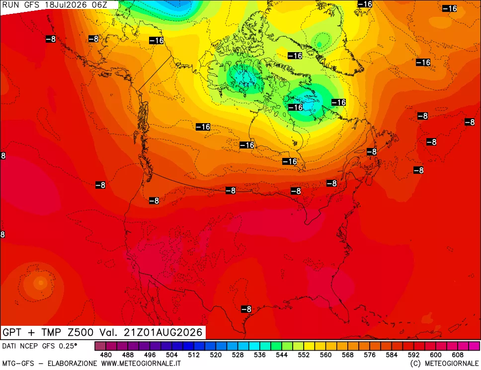 mappa 500 hPa GPT + Temp