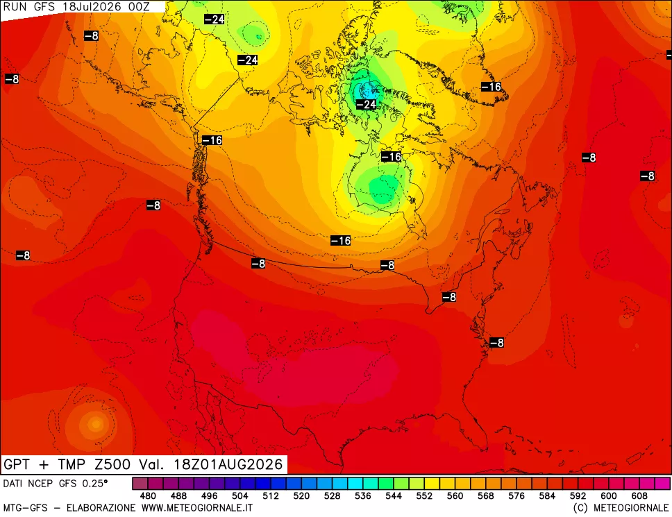 mappa 500 hPa GPT + Temp