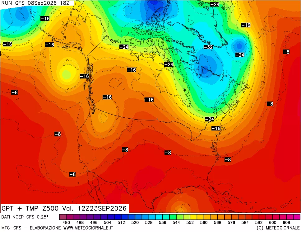 mappa 500 hPa GPT + Temp