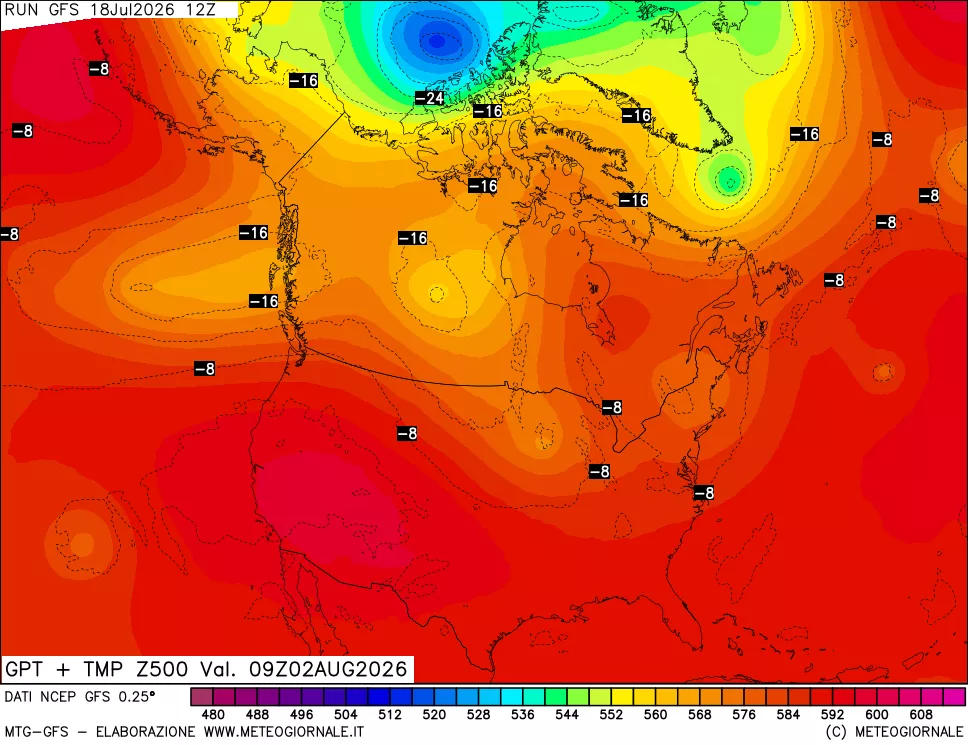 mappa 500 hPa GPT + Temp