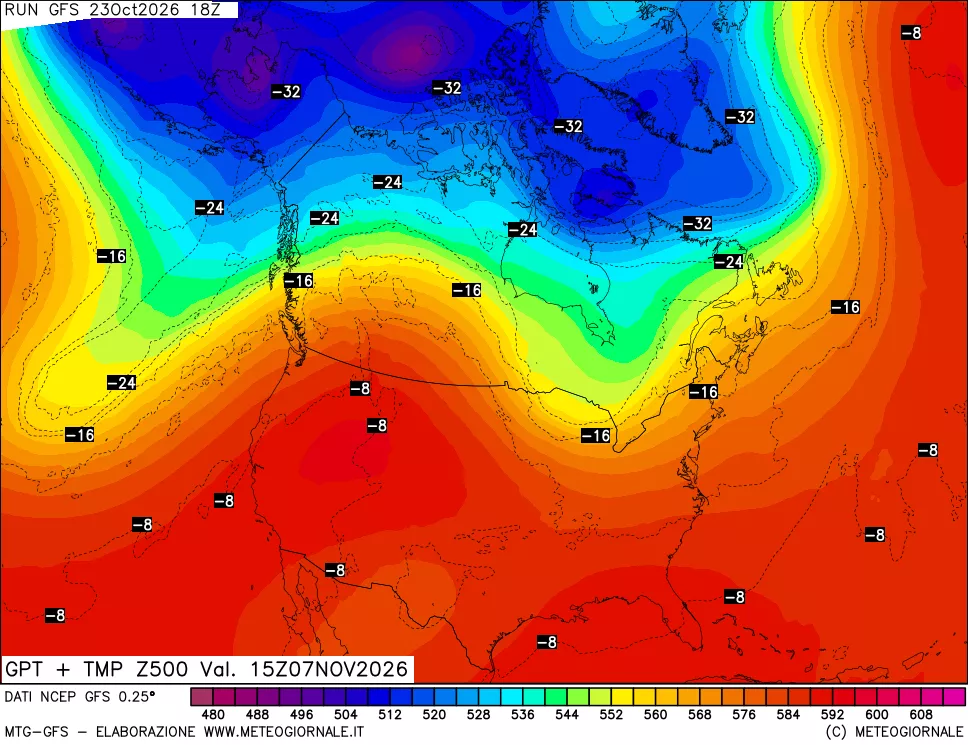 mappa 500 hPa GPT + Temp