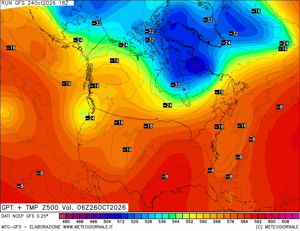 mappa 500 hPa GPT + Temp