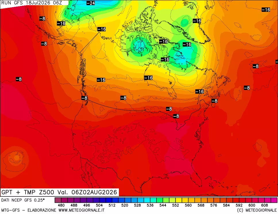mappa 500 hPa GPT + Temp
