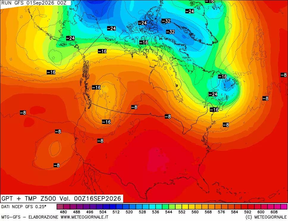 mappa 500 hPa GPT + Temp