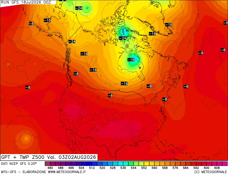 mappa 500 hPa GPT + Temp