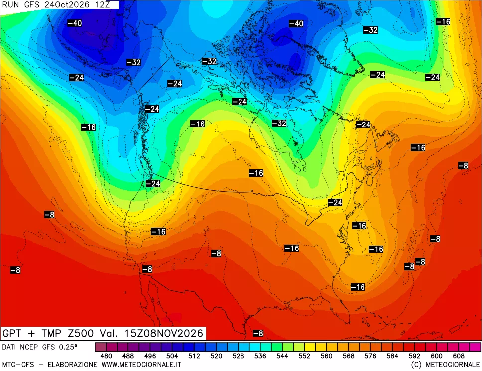 mappa 500 hPa GPT + Temp