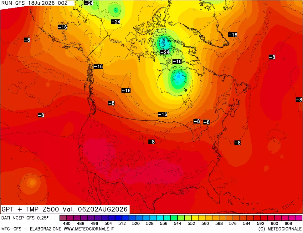 mappa 500 hPa GPT + Temp