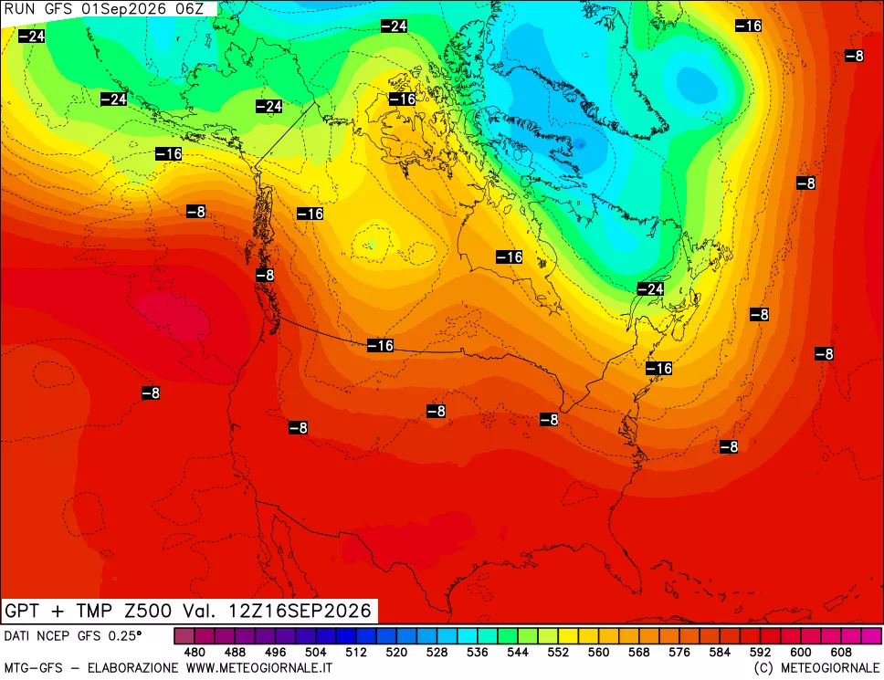 mappa 500 hPa GPT + Temp