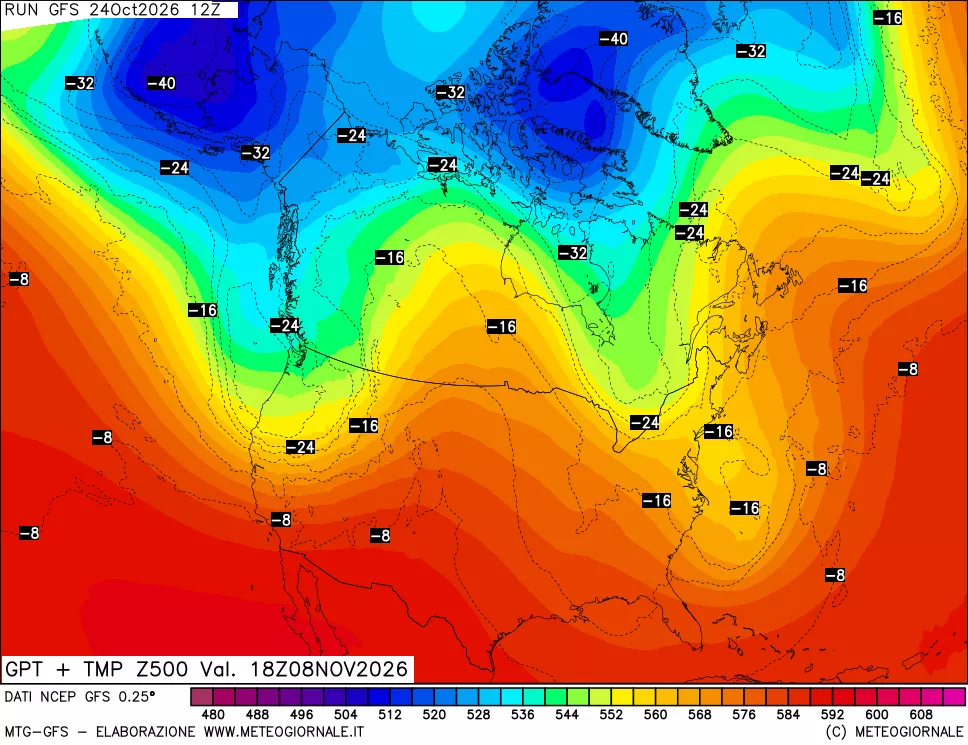 mappa 500 hPa GPT + Temp