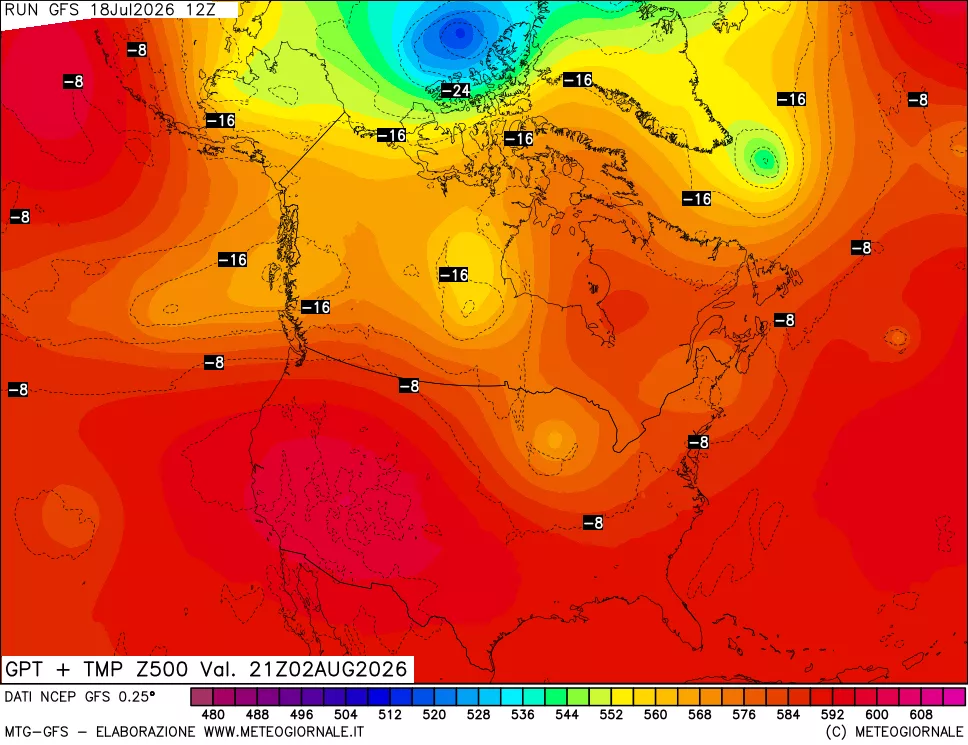 mappa 500 hPa GPT + Temp