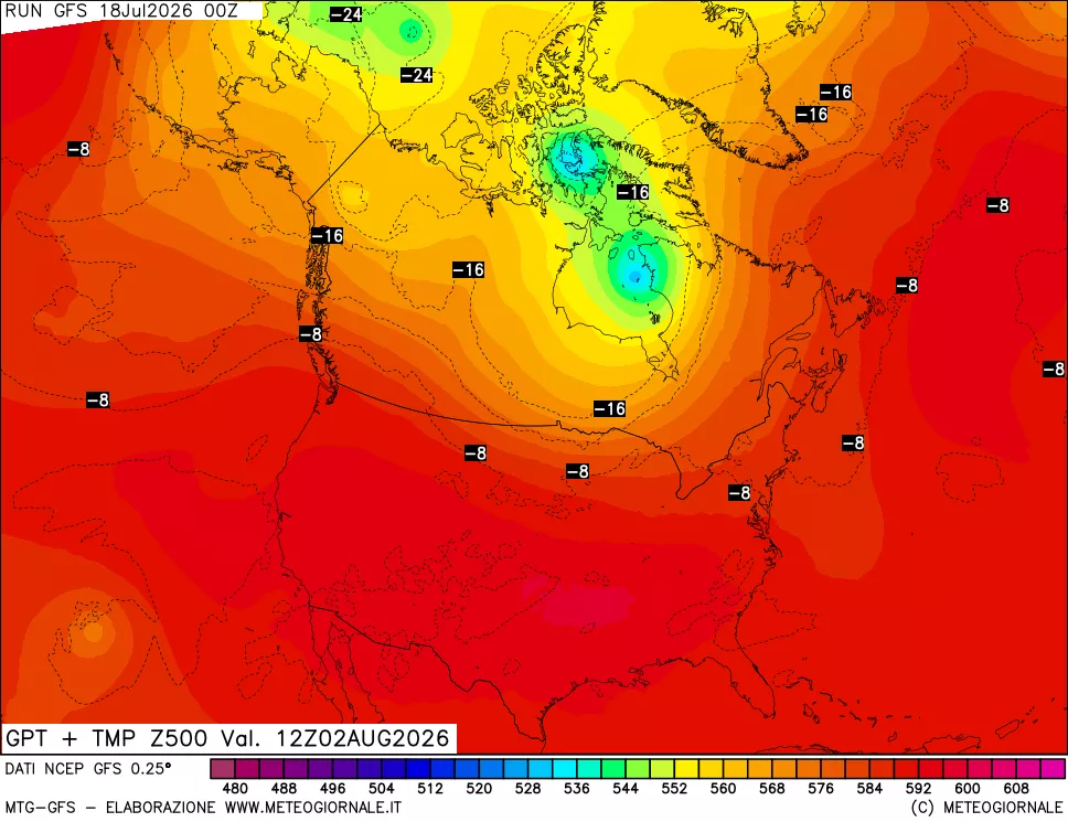 mappa 500 hPa GPT + Temp
