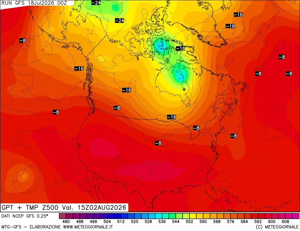 mappa 500 hPa GPT + Temp