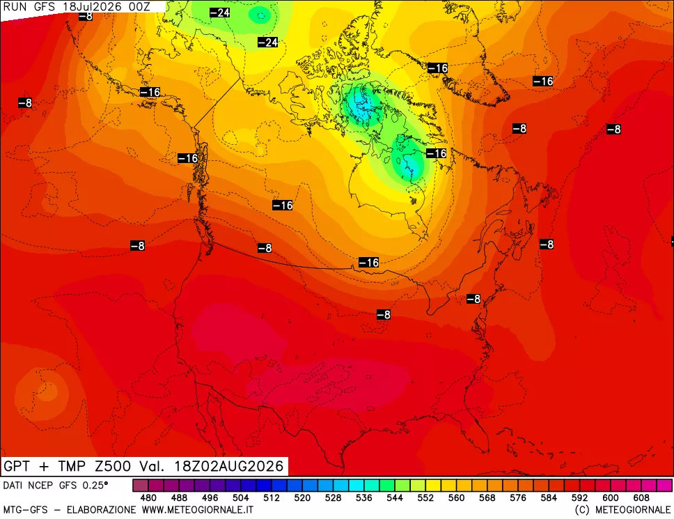 mappa 500 hPa GPT + Temp