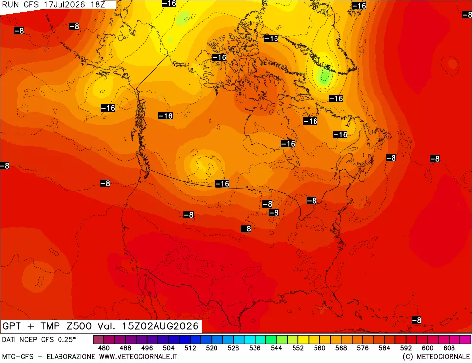 mappa 500 hPa GPT + Temp