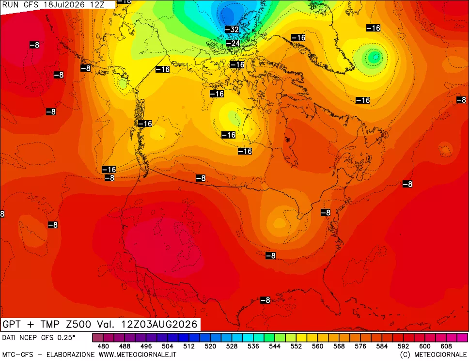 mappa 500 hPa GPT + Temp
