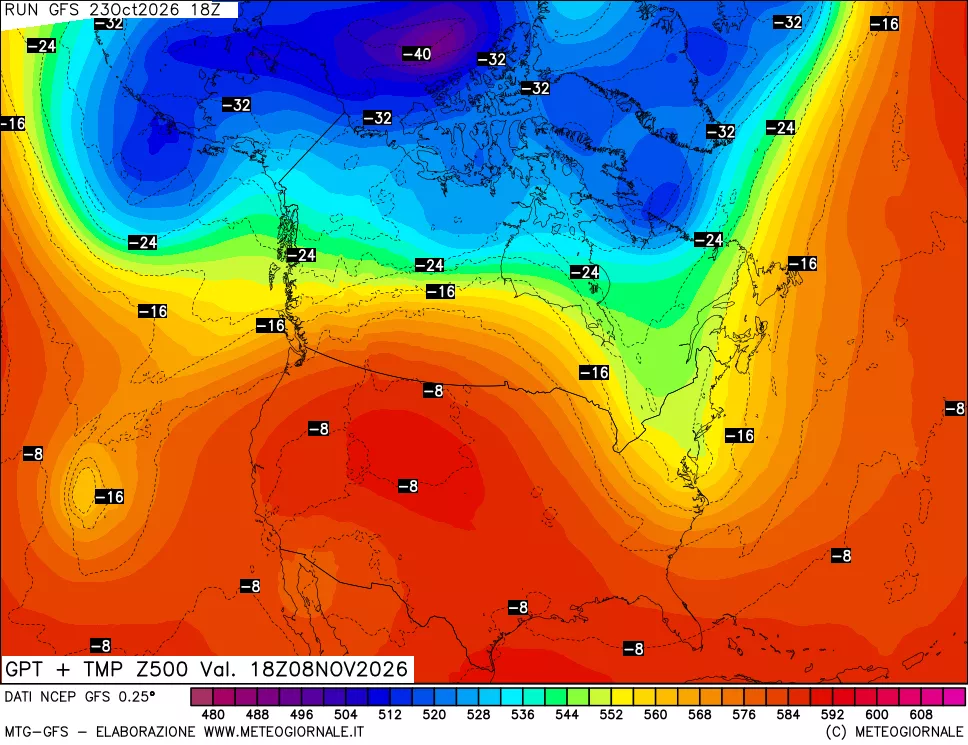mappa 500 hPa GPT + Temp