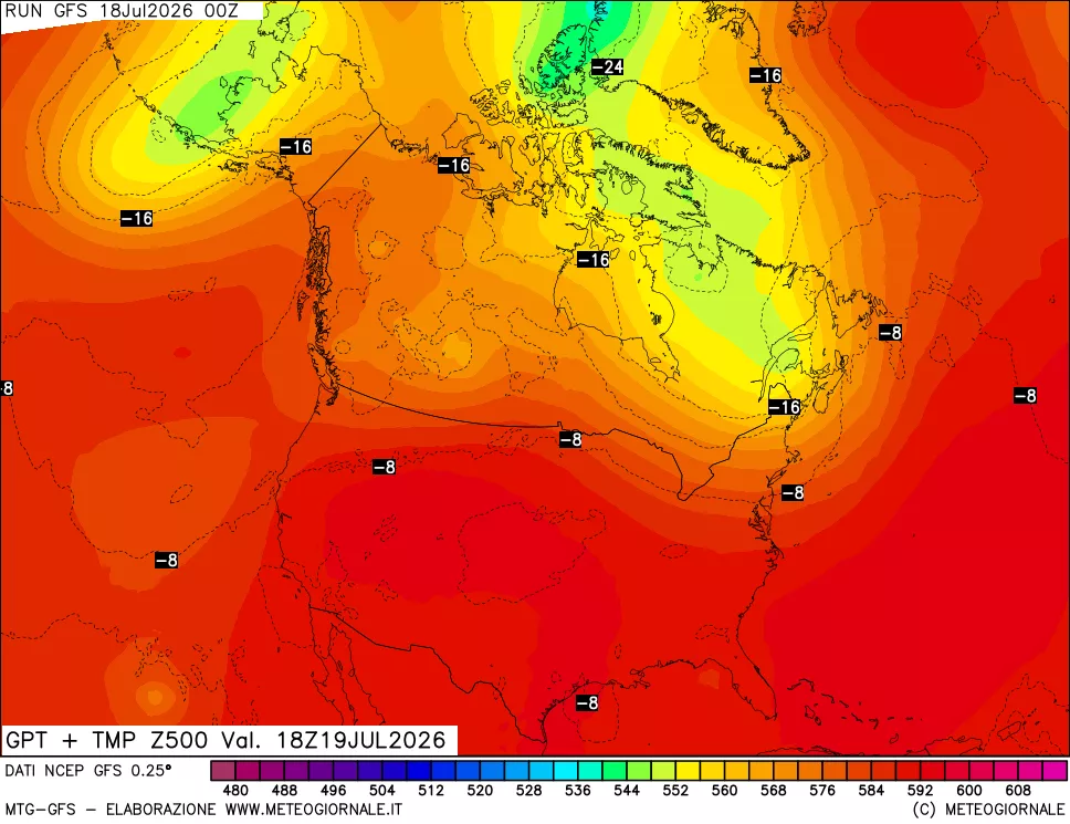mappa 500 hPa GPT + Temp
