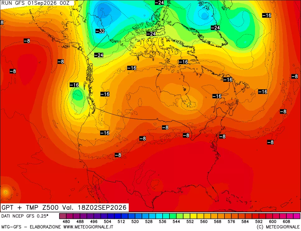 mappa 500 hPa GPT + Temp