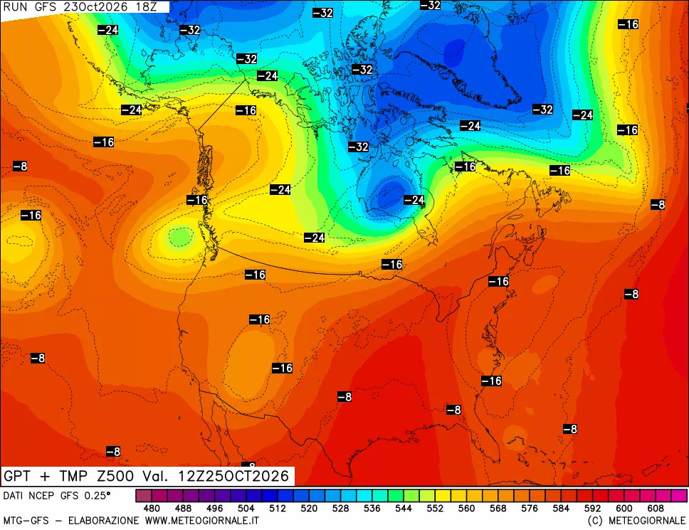 mappa 500 hPa GPT + Temp